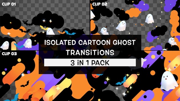 Isolated Cartoon Ghost Transitions Pack