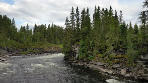 Ristafallet Waterfall in the Western Part of Jamtland