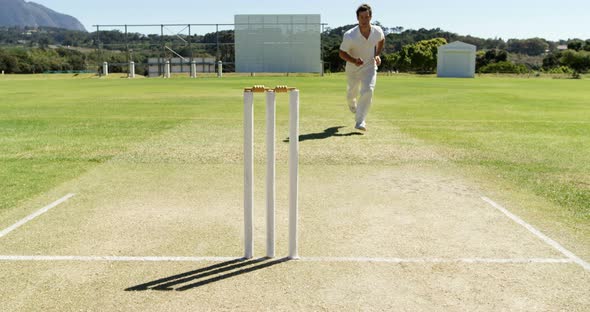 Bowler delivering ball during practice session