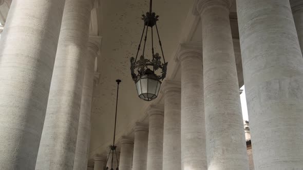 Huge columns of Saint Peter Square at Vatican.