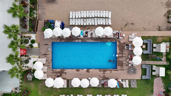 Beach Pool aerial view 4 K Turkey Alanya