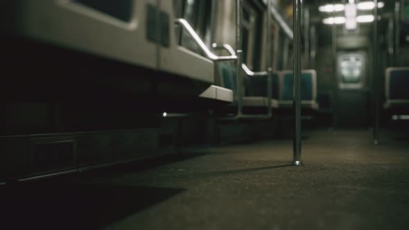 Subway Car in USA Empty Because of the Coronavirus Covid-19 Epidemic