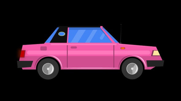 Pink Car Cartoon