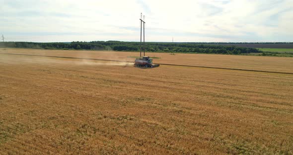 Combines in the field.