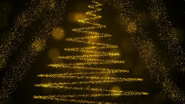 Christmas Tree From Bokeh Particles Holidays and Christmas Background 4K Seamles Loopable animation