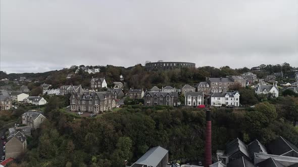 Flying Over Oban Town and Towards Mccaigs Tower