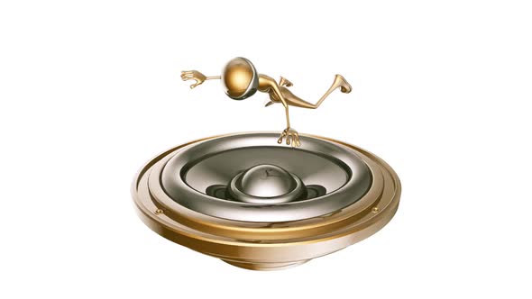 3D Gold Man Powerful Sound  Looped on White alt