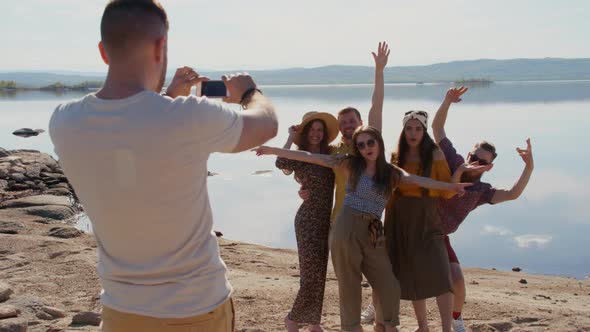 Friends Posing for Summer Photograph