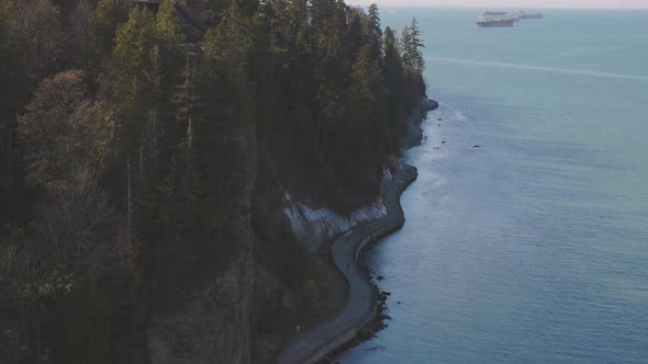 Stanley Park Seawall Path During Sunny Winter Day