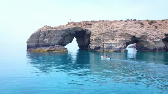 Natural bridge. Summer fun travelling and party. Tripiti Beach, Thassos Beaches. Best beaches in the