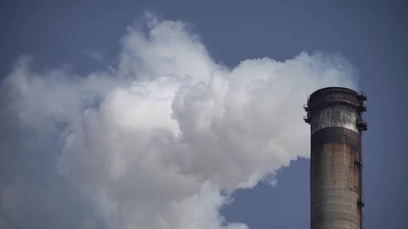 Smoke Comes From the Chimney. Air Pollution. Slow Motion. Ecology. Kyiv. Ukraine