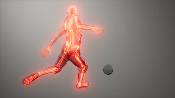 Soccer Player with Visible Bones Medical Scan alt