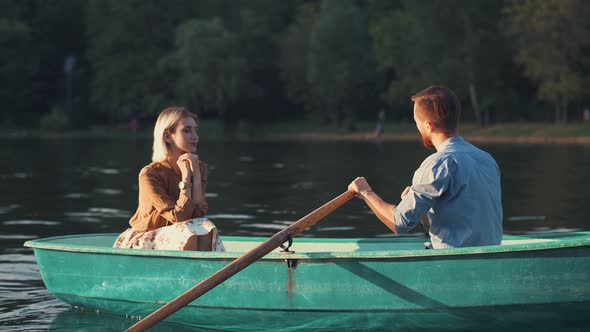 Young couple in a boat 