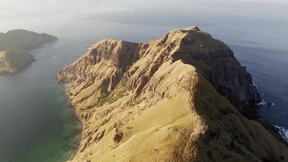 Aerial view of a mountain island in Lombok, Indonesia.