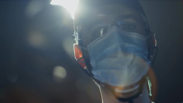 Stethoscope approaching the patient from a doctor