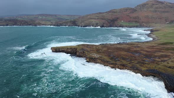 Huge Waves Breaking at Muckross Head - A Small Peninsula West of Killybegs, County Donegal, Ireland