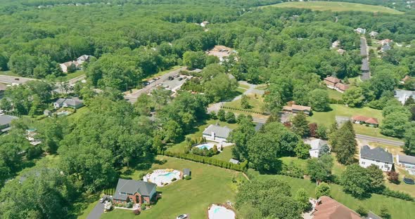 Aerial View of Residential Quarters at Beautiful Town Urban Landscape the Monroe in New Jersey US