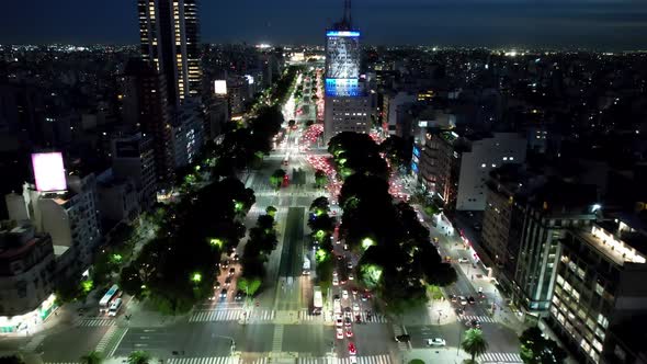 Buenos Aires Argentina. Night cityscape landscape of tourism landmark.