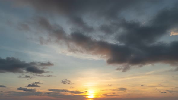 Time Lapse Clouds Moving In Beautiful Sky At Sunset