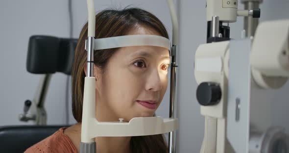 Woman Check Eye in The Clinic