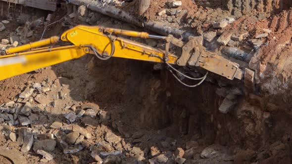 Yellow Jackhammer Machine on a Construction Site Timelapse