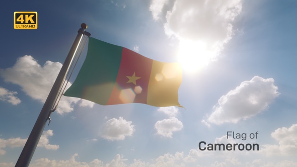 Cameroon Flag on a Flagpole V2 - 4K