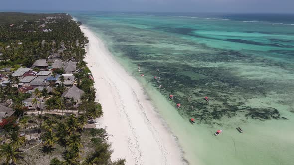 Aerial View of the Ocean Near the Coast of Zanzibar Tanzania