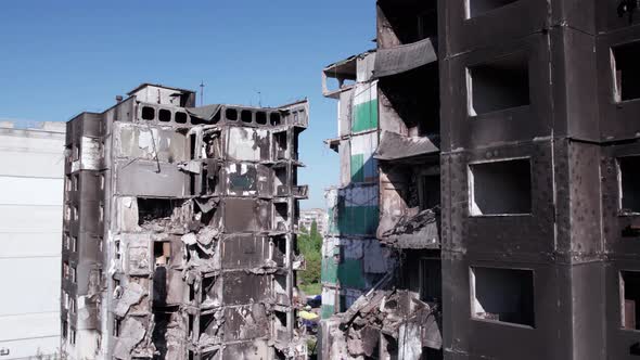 Borodyanka Ukraine  a Destroyed Building During the War Bucha District