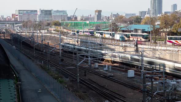 Osaka City Railway Station Block Train Timelapse