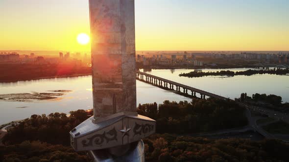 Monument Motherland in the Morning. Kyiv, Ukraine. Aerial View