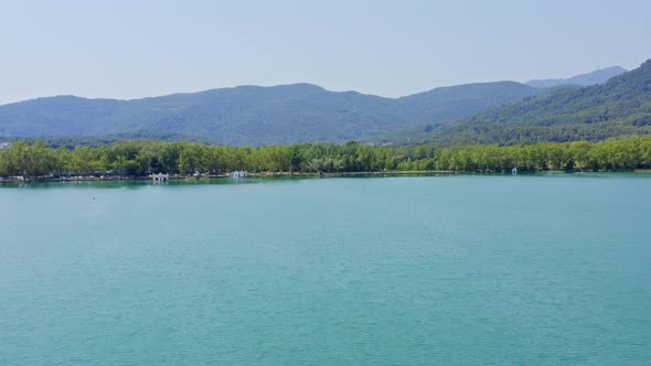 The dramatic Catalan countryside and Lake Banyoles. Popular Spanish tourist location.