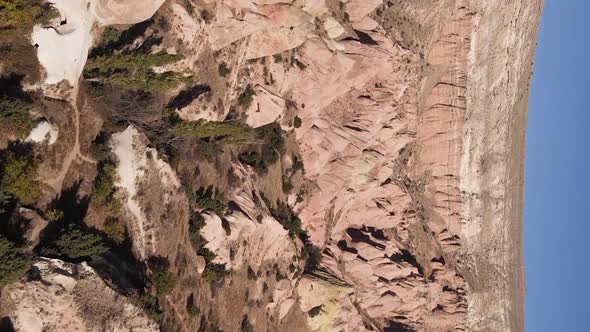 Vertical Video Cappadocia Landscape Aerial View