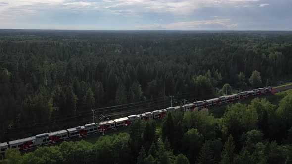 Train follow aerial drone shot in 4k