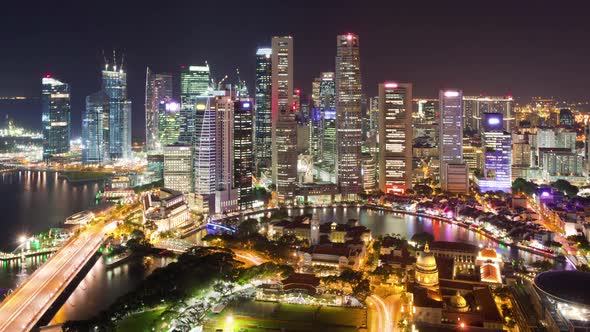 Singapore Night Skyline Time Lapse