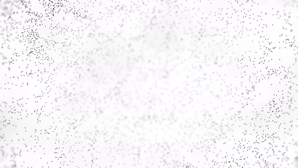 Abstract black randomly moving dots on white background