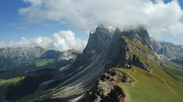 Seceda and Furchetta Summit Peaks in Trentino Alto Adige Dolomites Alps South Tyrol Italy Europe