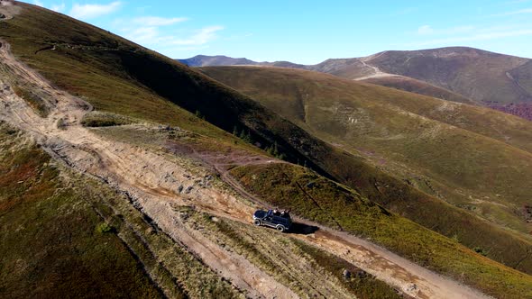 Aerial View of Trail Road in Carpathian Mountains