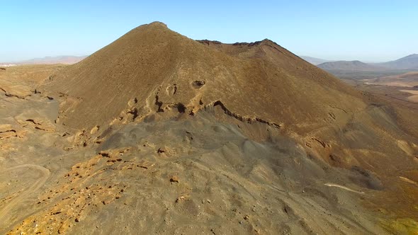 Abstract aerial view of landscape at Caldera de Gairia volcano in Fuerteventura.