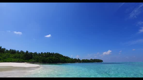 Aerial view texture of beautiful coast beach voyage by blue lagoon with white sandy background of a 