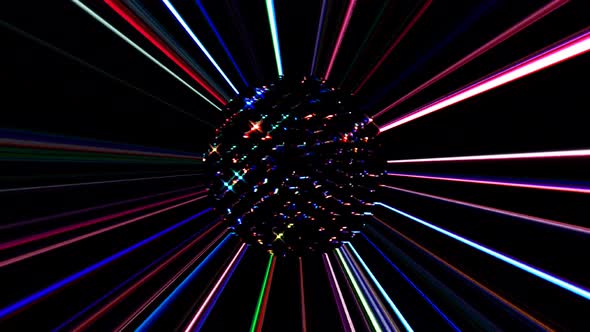 3D Abstract shining bright lines set wave, colorful, black background