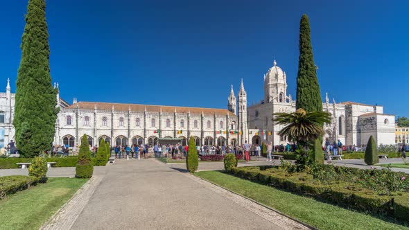 Hieronymites Monastery Located in the Belem District of Lisbon Timelapse Hyperlapse Portugal