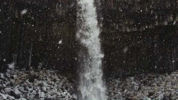 Svartifoss Waterfall as it Hits the Plunge Pool