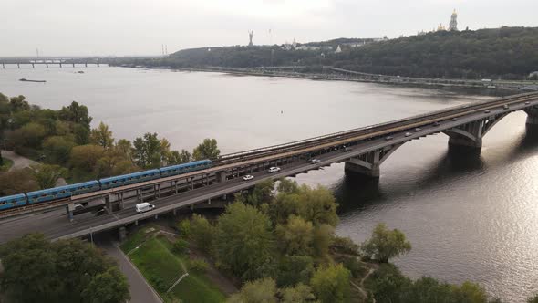 The Main River of Ukraine - Dnipro Near Kyiv. Slow Motion