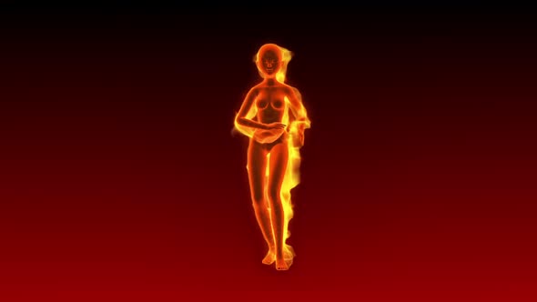 Fiery 3D Girl Hot Dance  Looped on Red