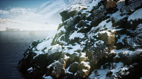 Snow Covered Mountains in Northern Ocean