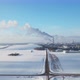 Smoke from the pipes of a chemical enterprise top view. Panorama of the factory in winter. - VideoHive Item for Sale