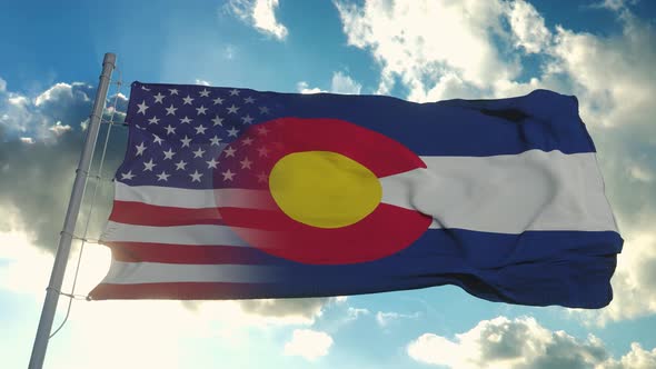 Flag of USA and Colorado State
