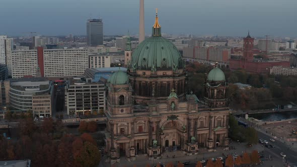 Aerial View of Berlin Cathedral at Dusk