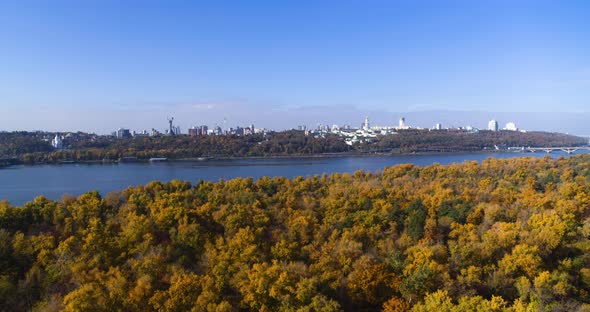 Aerial View From Rusanovka Island to the Business and Historical Capital of the City