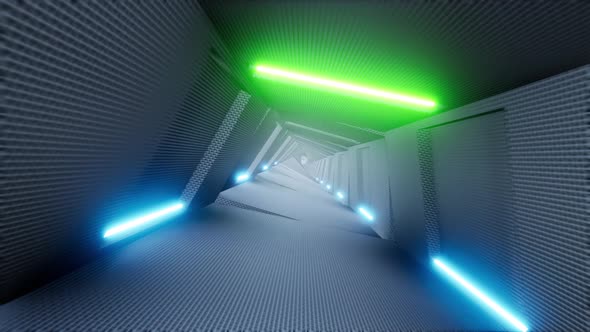 Neon Tunnel Computer Digital Abstract Background Communication Network Futuristic Motion Graphic